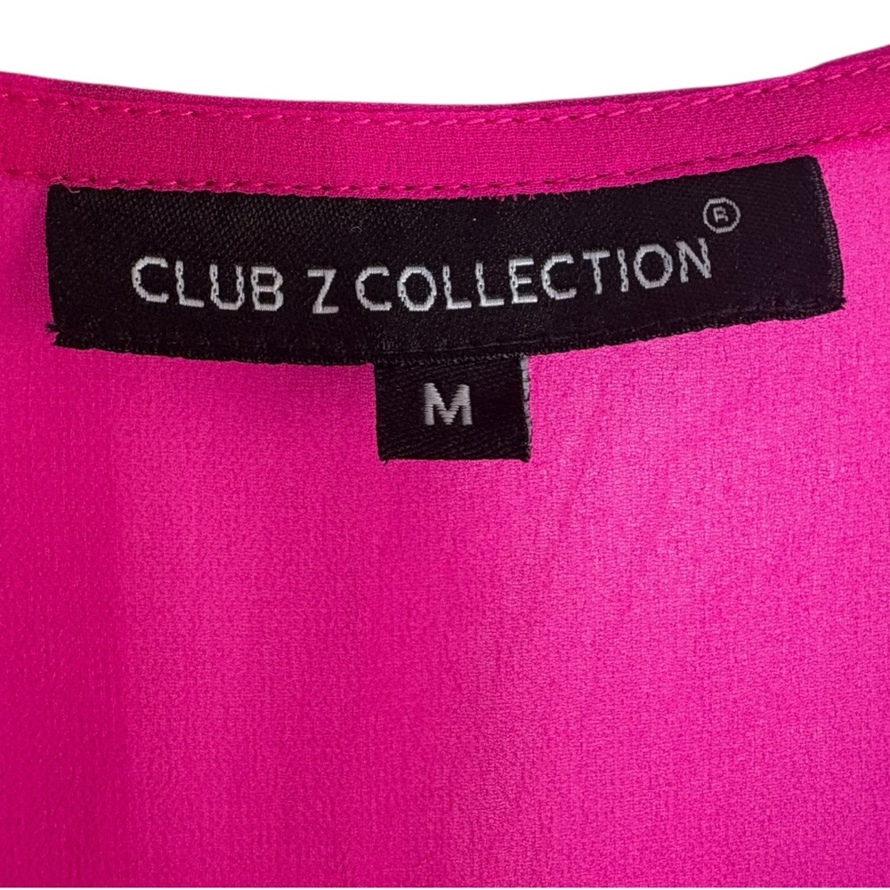 CLUB Z COLLECTION Hot Pink Sheer Kaftan/Swim Cover Up w/ Poms --Flaw - Picture 4 of 12